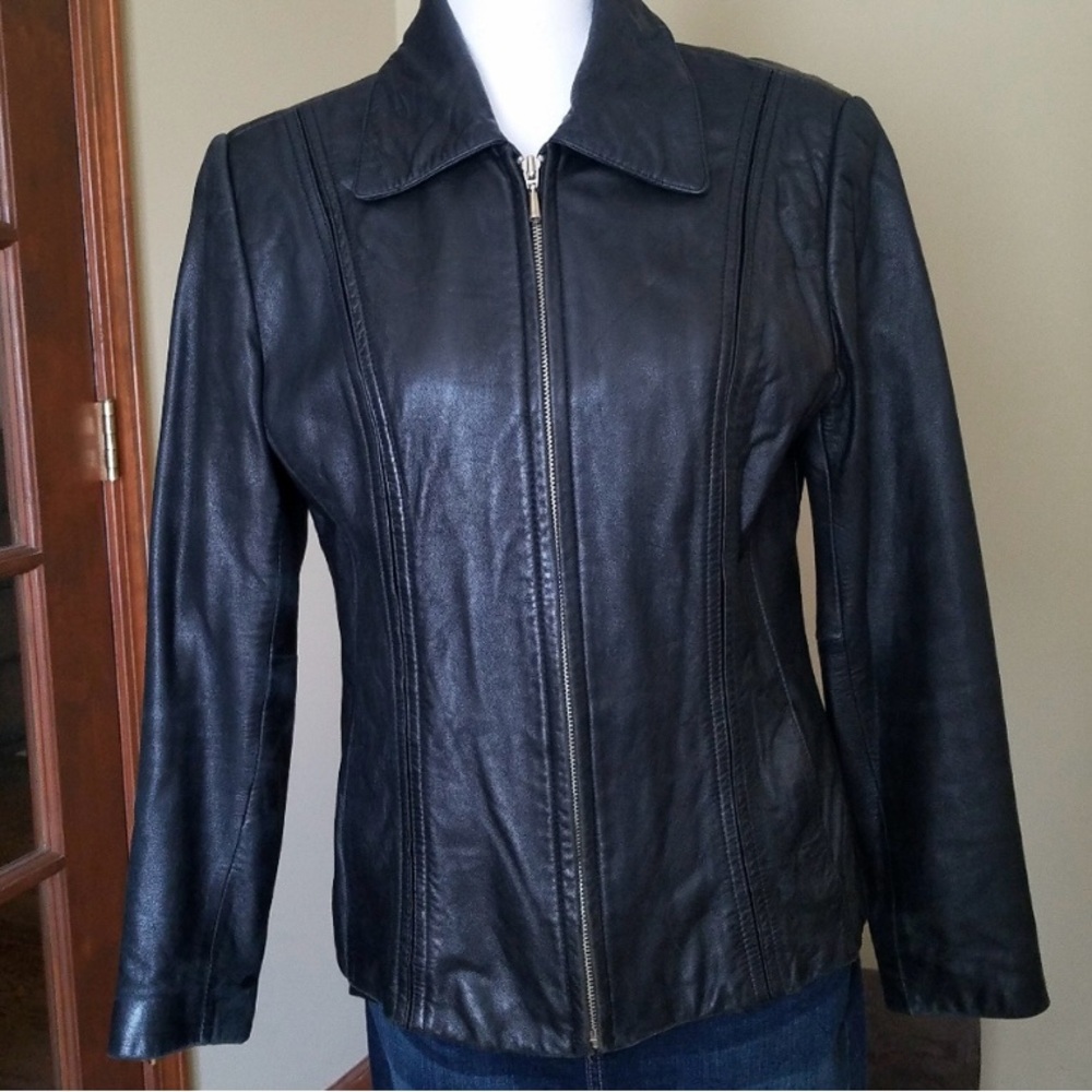 NEW! Jones New York Genuine Leather Biker Jacket Women’s L